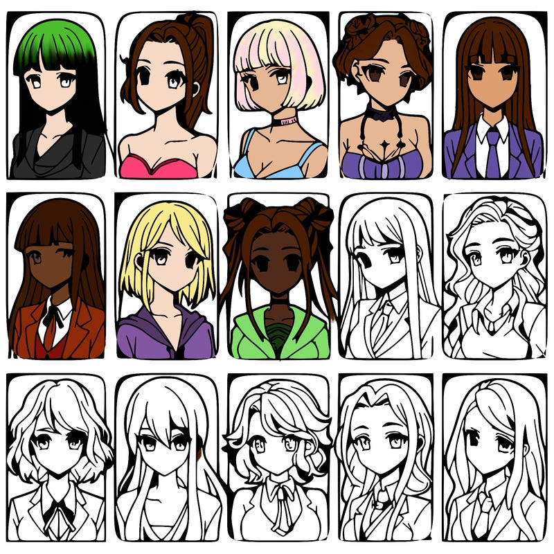 girls that look diffrent anime