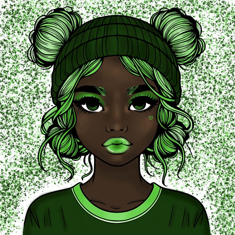 realistic girl with buns in her hair with a beanie on