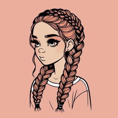 realistic girl with braids