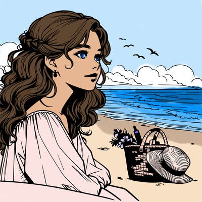 realistic girl at the beach