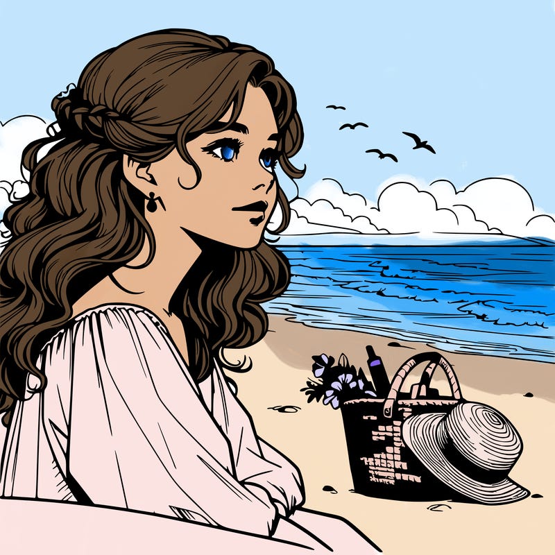 realistic girl at the beach