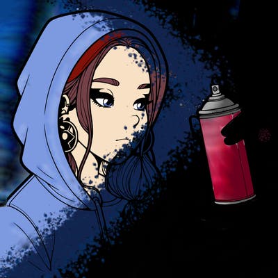 a realistic girl, spray painting