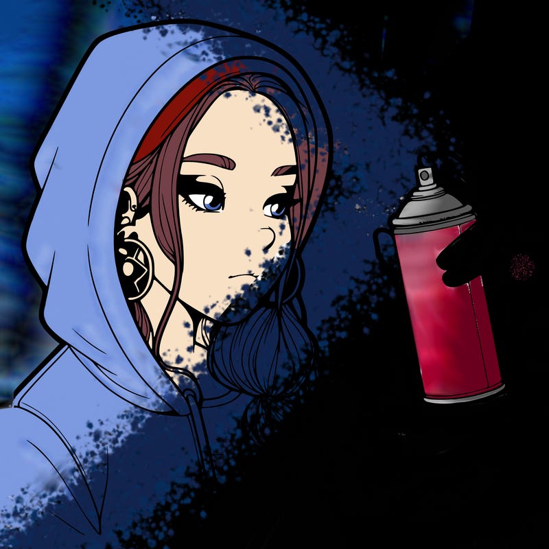 a realistic girl, spray painting