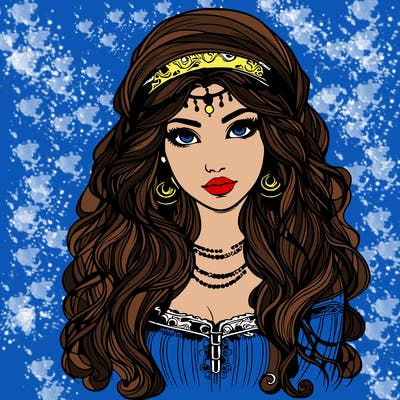 realistic beautiful mysterious gypsy girl