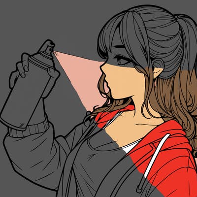 a realistic girl spray, painting
