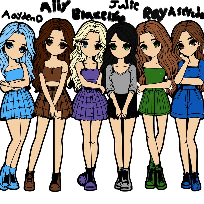 a group of girls realistic