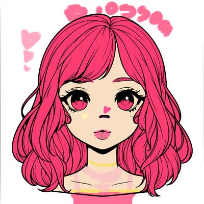 realistic girl with cute hair and lips