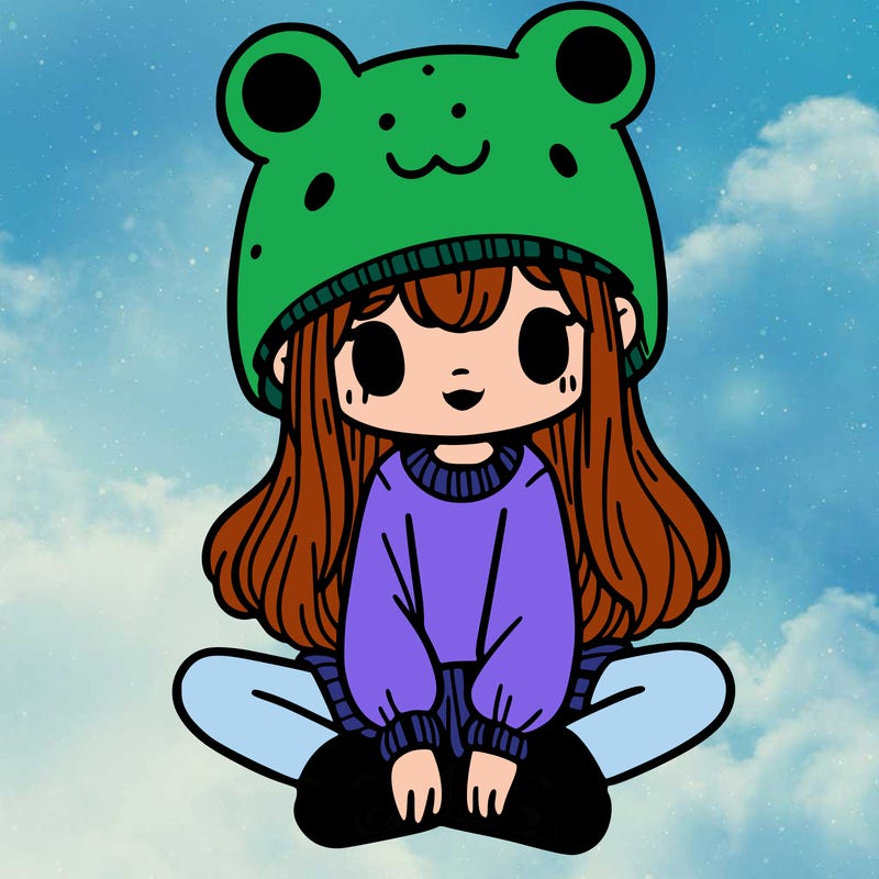 a girl wearing a frog hat and some frog socks