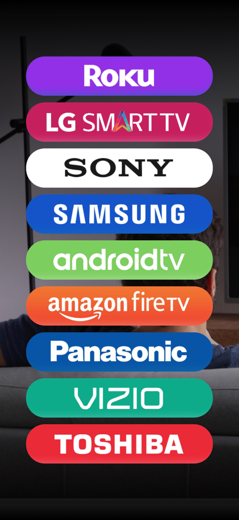 Remote TV Control・Universal - Una lista de marcas de Smart TV compatibles que incluyen Roku LG Sony Samsung y Android TV para la app de control remoto universal
