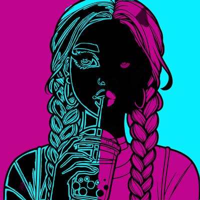 realistic girl with braided hair drinking boba