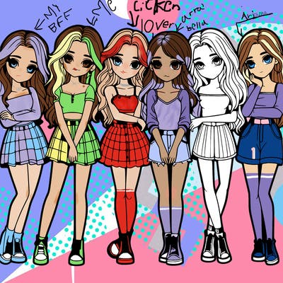 a group of girls realistic