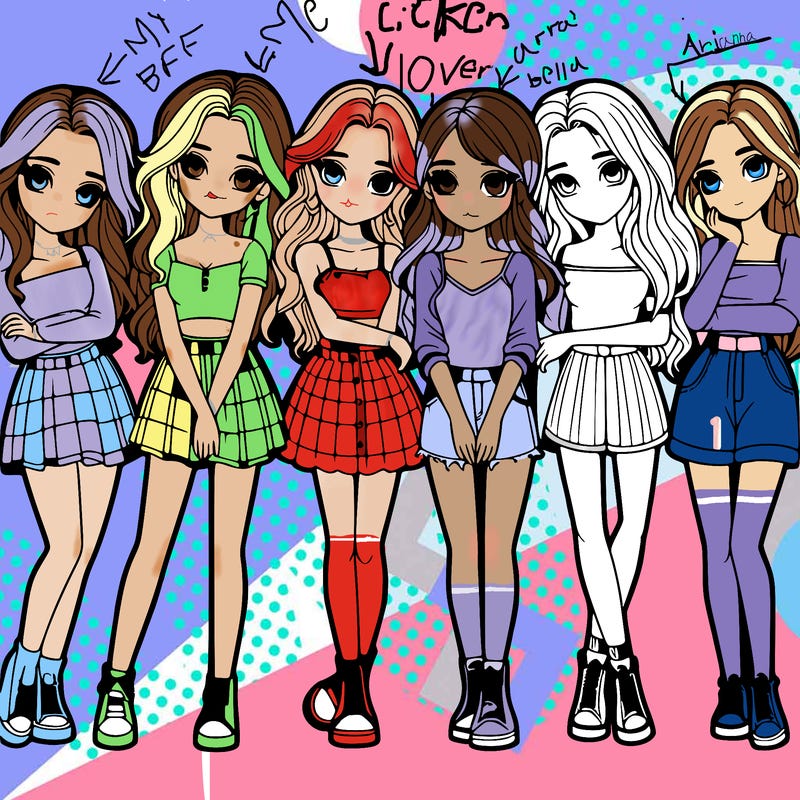 a group of girls realistic