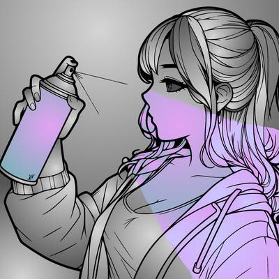 a realistic girl spray, painting