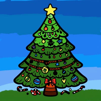 christmas tree with lots of details