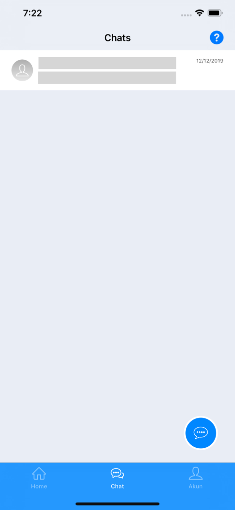 Sister For Student - Pantalla de chat de la aplicación Sister For Student que muestra una lista de mensajes y el menú de navegación.