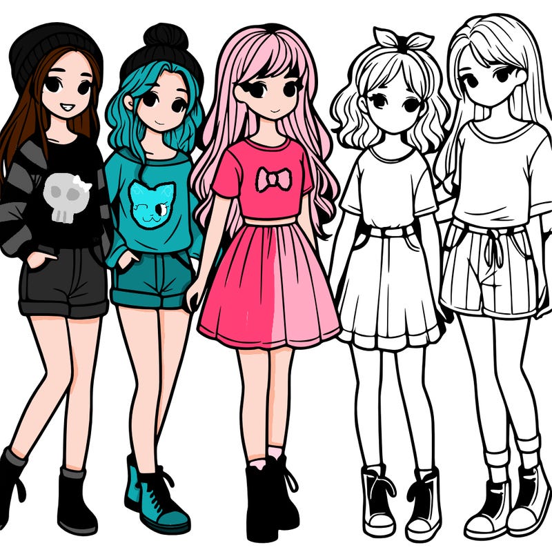 a group of five girls