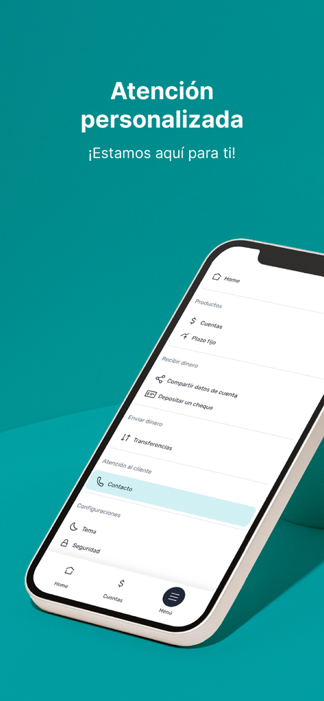 FACEBANK - Facebank app interface showing banking services and customer support options in Spanish