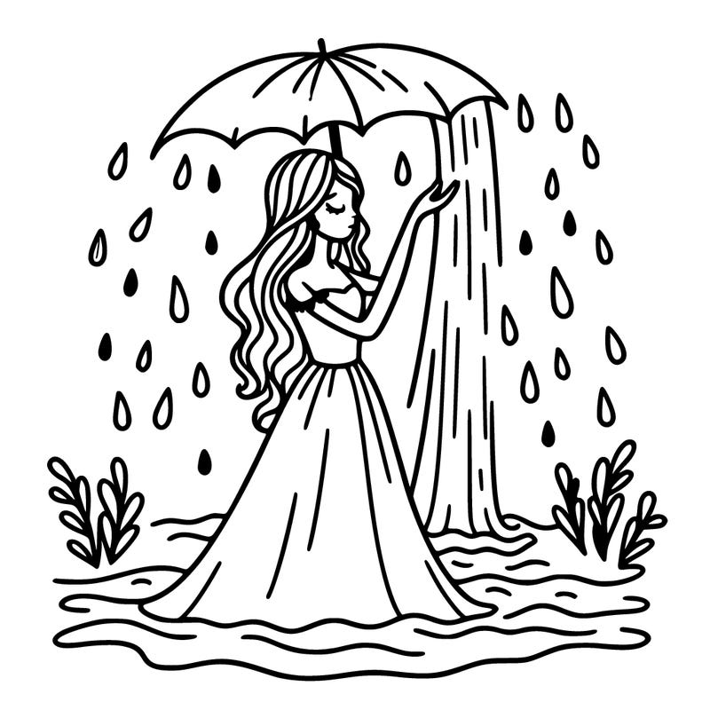 woman is long dress under warter