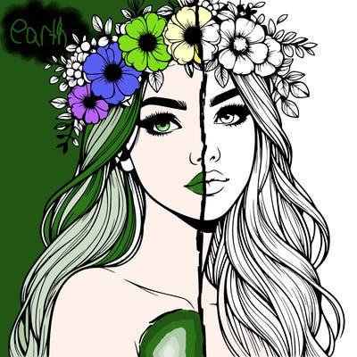 realistic woman with flowers crown
