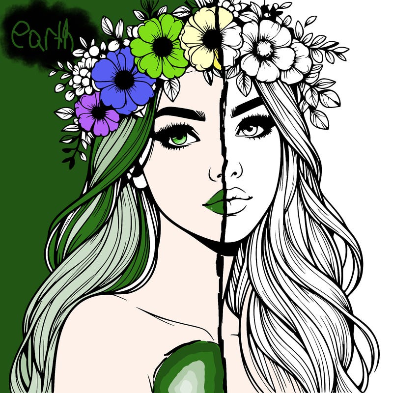 realistic woman with flowers crown