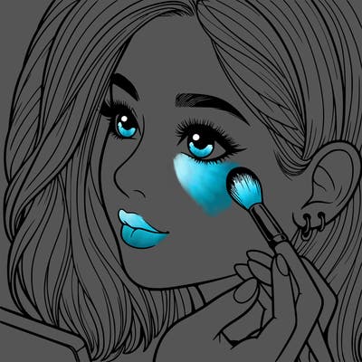 a realistic girl doing her makeup