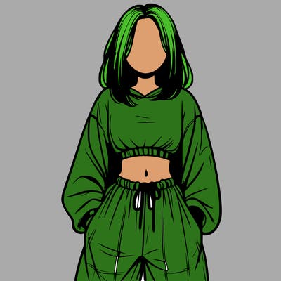 realistic girl faceless with baggy pants and a crop top