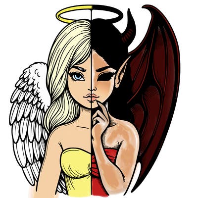 realistic angel half demon