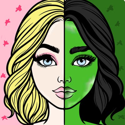 realistic girl split half