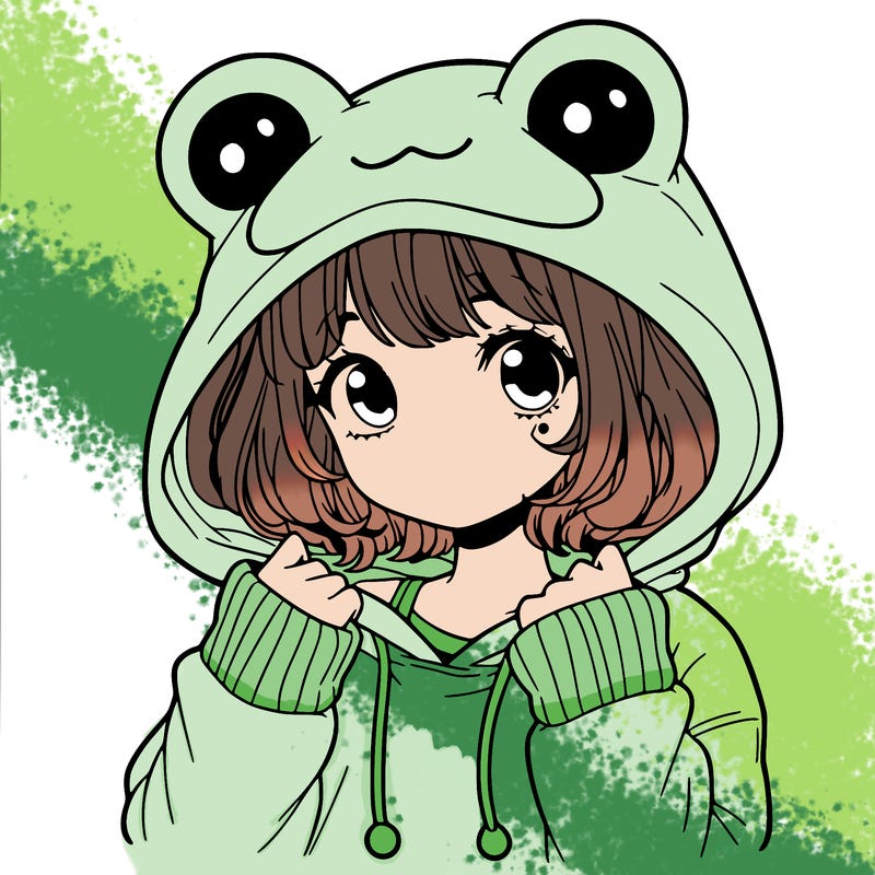 a cute teenage girl wearing a frog hoodie