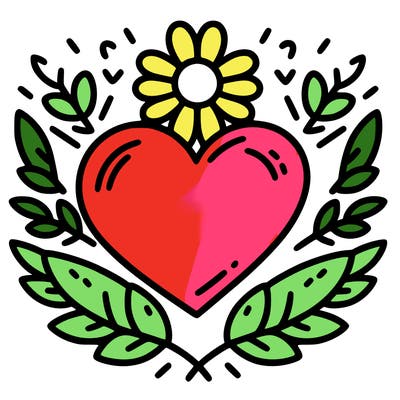 heart with a flower outlining around it