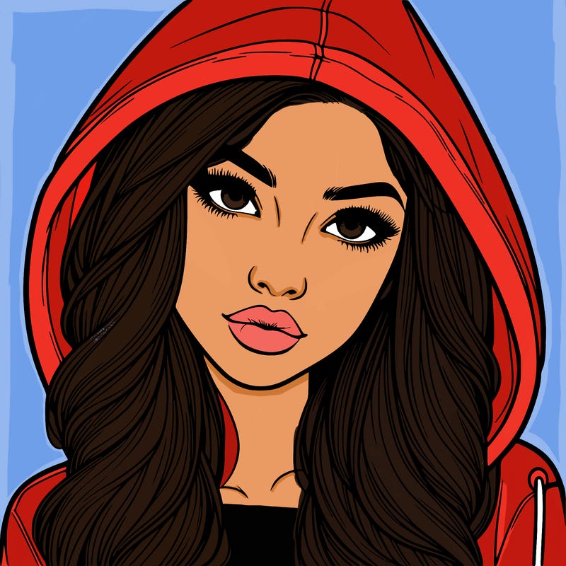 realistic beautiful girl with a hood on