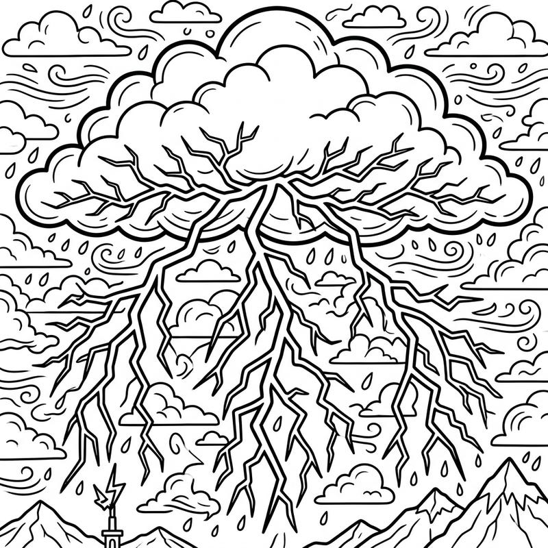 Unleash the power of the storm with this exciting spider lightning coloring page, specially designed for kids! Young artists will love bringing this dramatic weather phenomenon to life with their favorite colors.