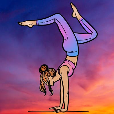 a woman doing a handstand