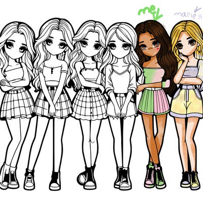 a group of girls realistic