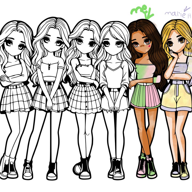 a group of girls realistic
