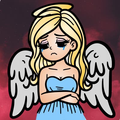 a sad angel woman