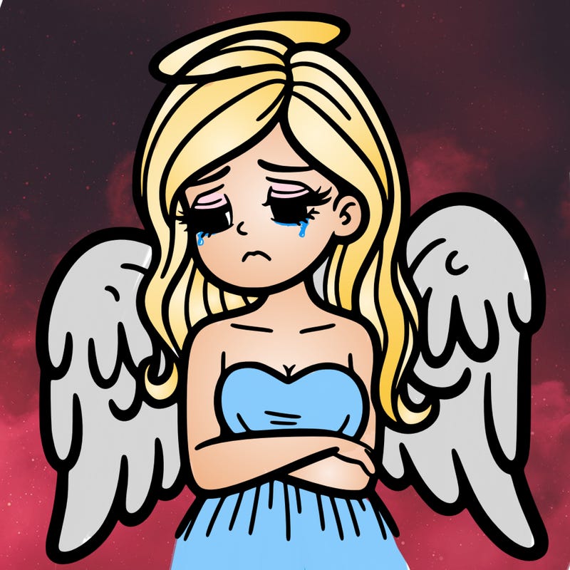 a sad angel woman