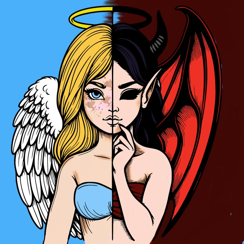 realistic angel half demon