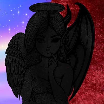 realistic angel half demon