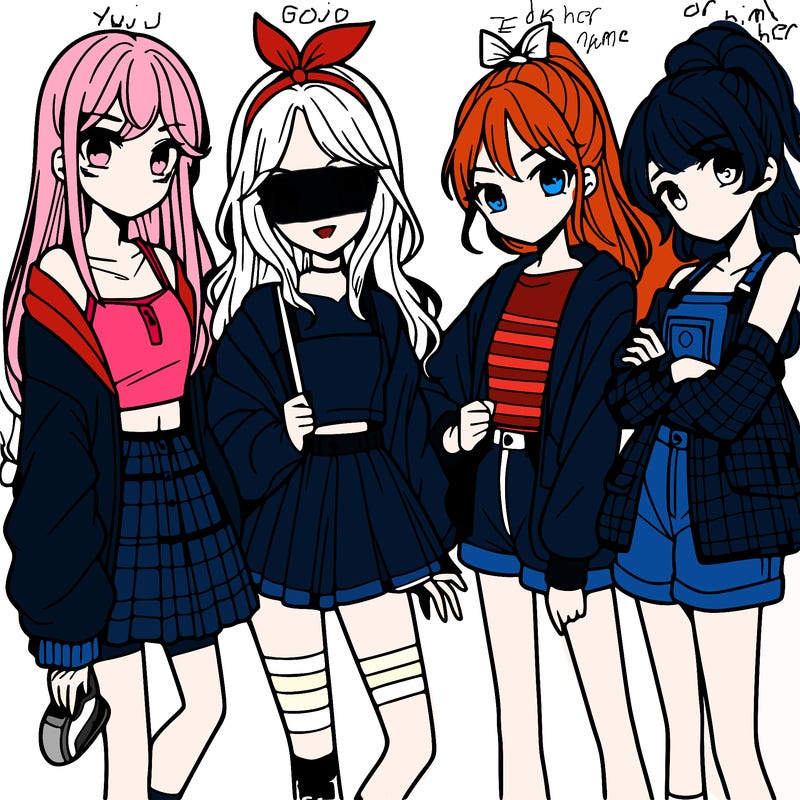 teen manga girls group of 4