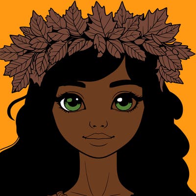 realistic girl with fall leaf crown
