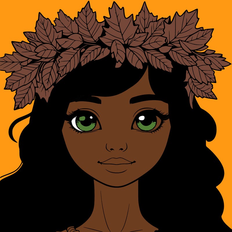 realistic girl with fall leaf crown