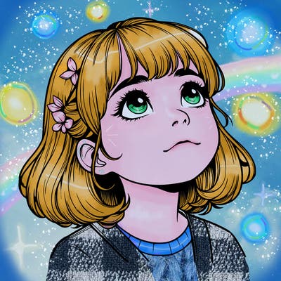 realistic girl looking up