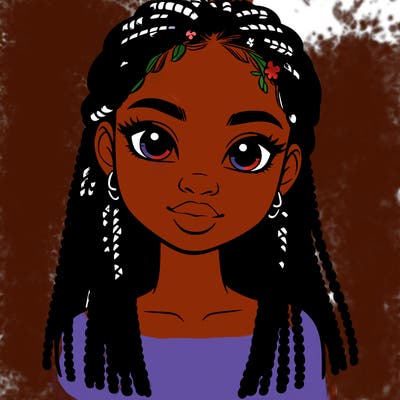 a realistic black girl with braids