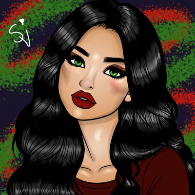 realistic girl with hair on her hair and lips