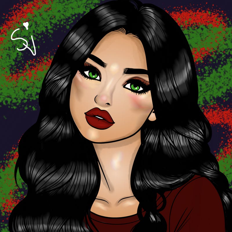 realistic girl with hair on her hair and lips