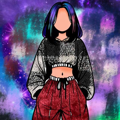 realistic girl faceless with baggy pants and a crop top