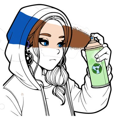 a realistic girl, spray painting