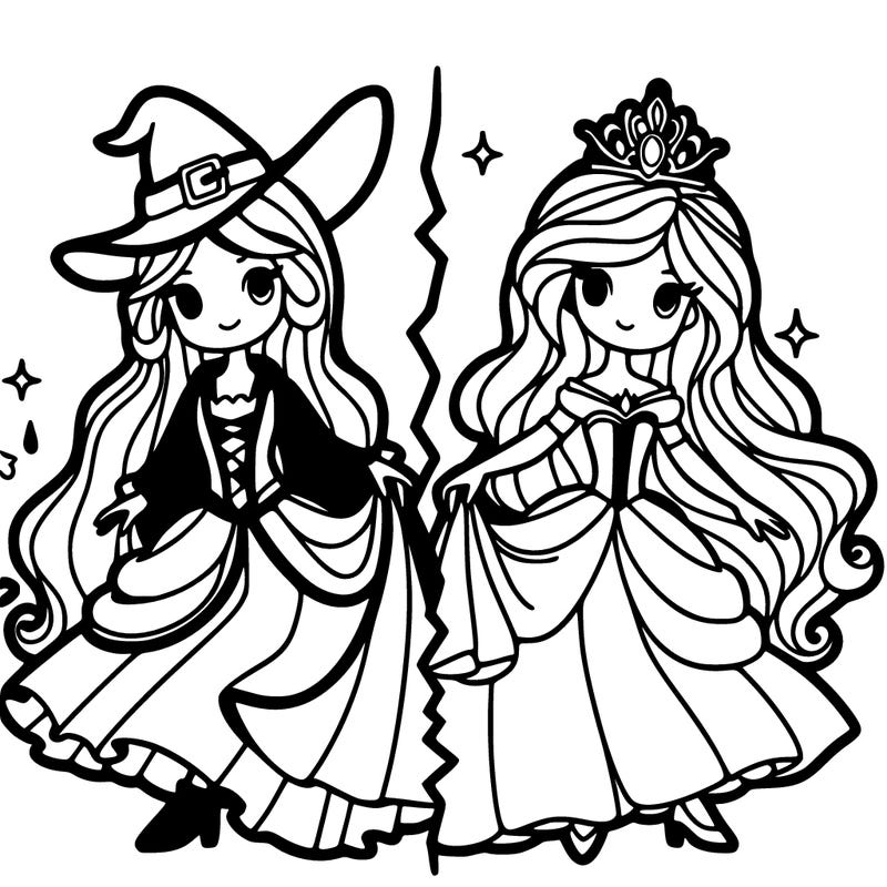 witch and princess split