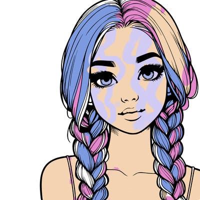 realistic girl with braids